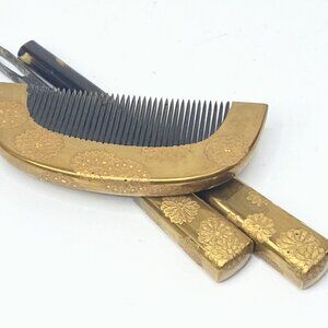 Japanese Kanzashi Hair Ornament Set Maki-e & Mother-of-Pearl Inlay antique GS718